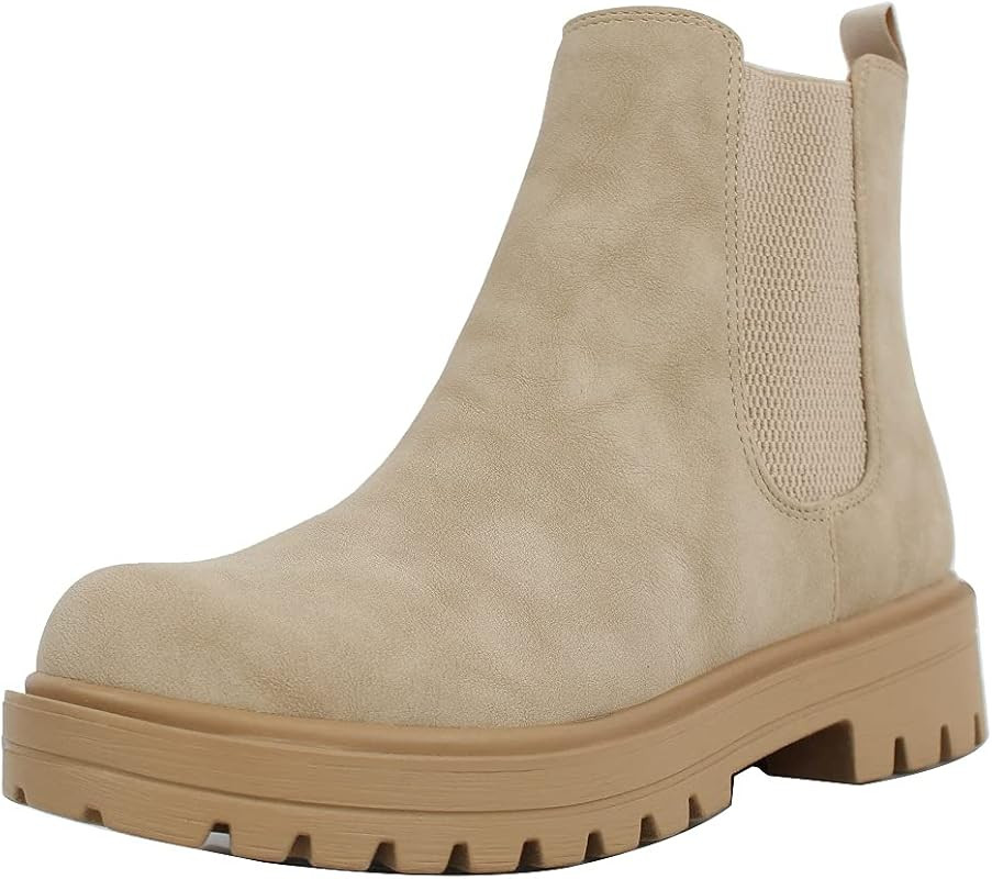 Soda Women's Faux Leather Round Toe Chelsea High Top Platform Ankle Boot | Amazon (US)
