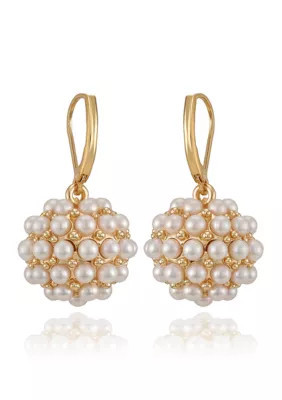 GUESS White Gold Tone Drop Earrings | Belk