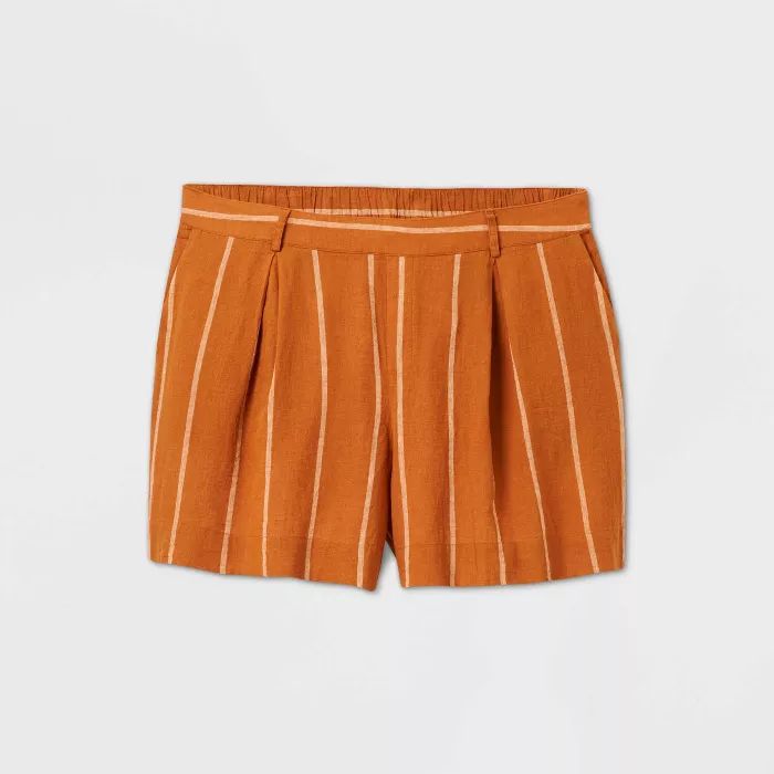 Women's Plus Size Striped Linen Shorts - Ava & Viv™ | Target