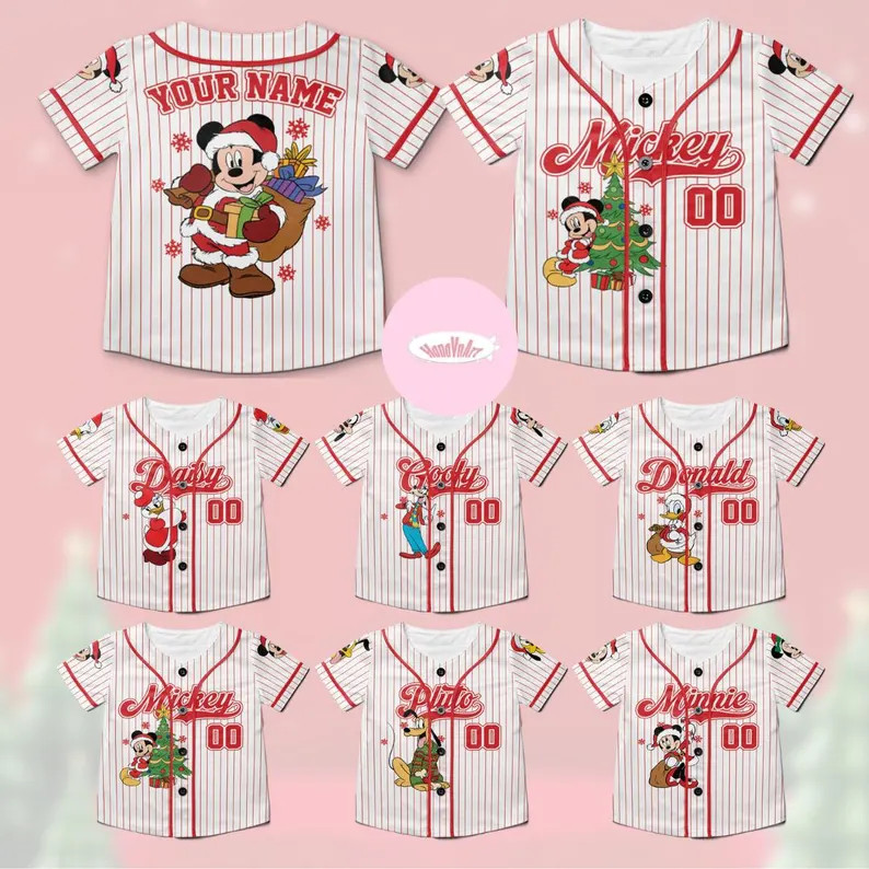 Personalized All Characters Mickey and Friends Disney Christmas Baseball Jersey, Mickey's Very Me... | Etsy (US)