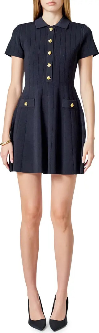 Endless Rose Rib Jewel Button Fit & Flare Minidress | Nordstrom | Nordstrom