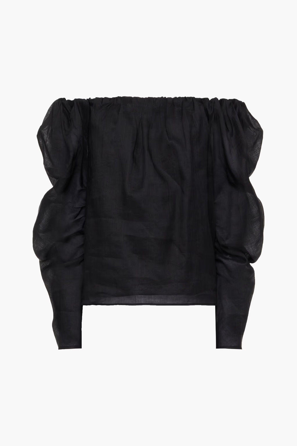 Off-the-shoulder cropped ramie-mousseline top | The Outnet (US and CA)