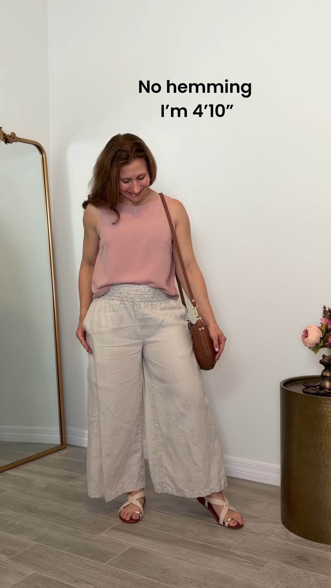 Linen pants that are available in petite length, they come in a few different colors. Amazon blouse that’s petite friendly with cute butt details in the back. ￼

#LTKootd #LTKPetite #LTKOver40