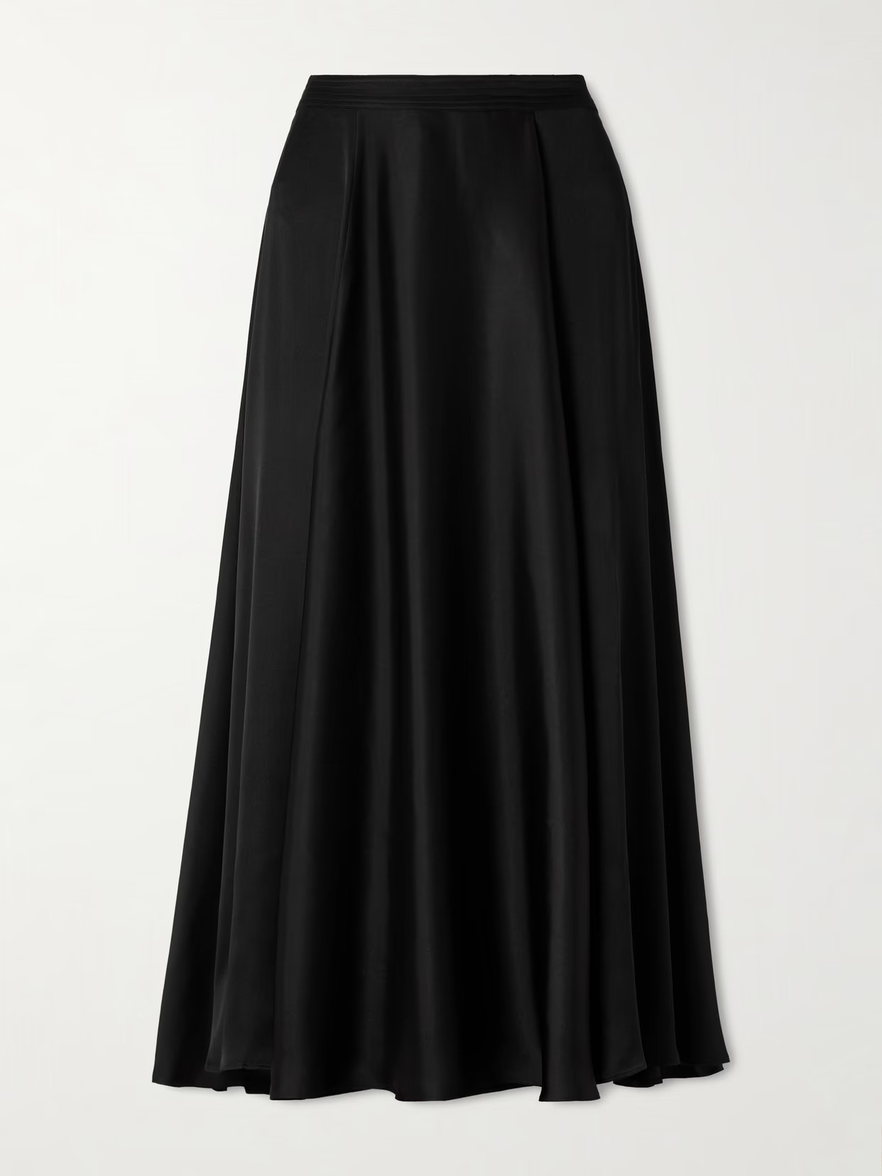 Anine Bing - Christina Silk-blend Satin Midi Skirt - Black | NET-A-PORTER (US)