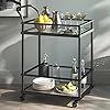 Nathan James 45001 Carter Rolling Bar and Serving Cart 2-Tiered Glass and Metal, Black | Amazon (US)