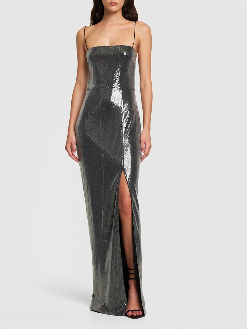 Sequined slit maxi dress - Rotate - Women | Luisaviaroma | Luisaviaroma