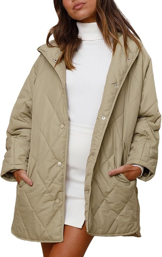EVALESS Long Jackets for Women Fashion 2023 Winter Coat for Women Business Casual Diamond Quilted... | Amazon (US)