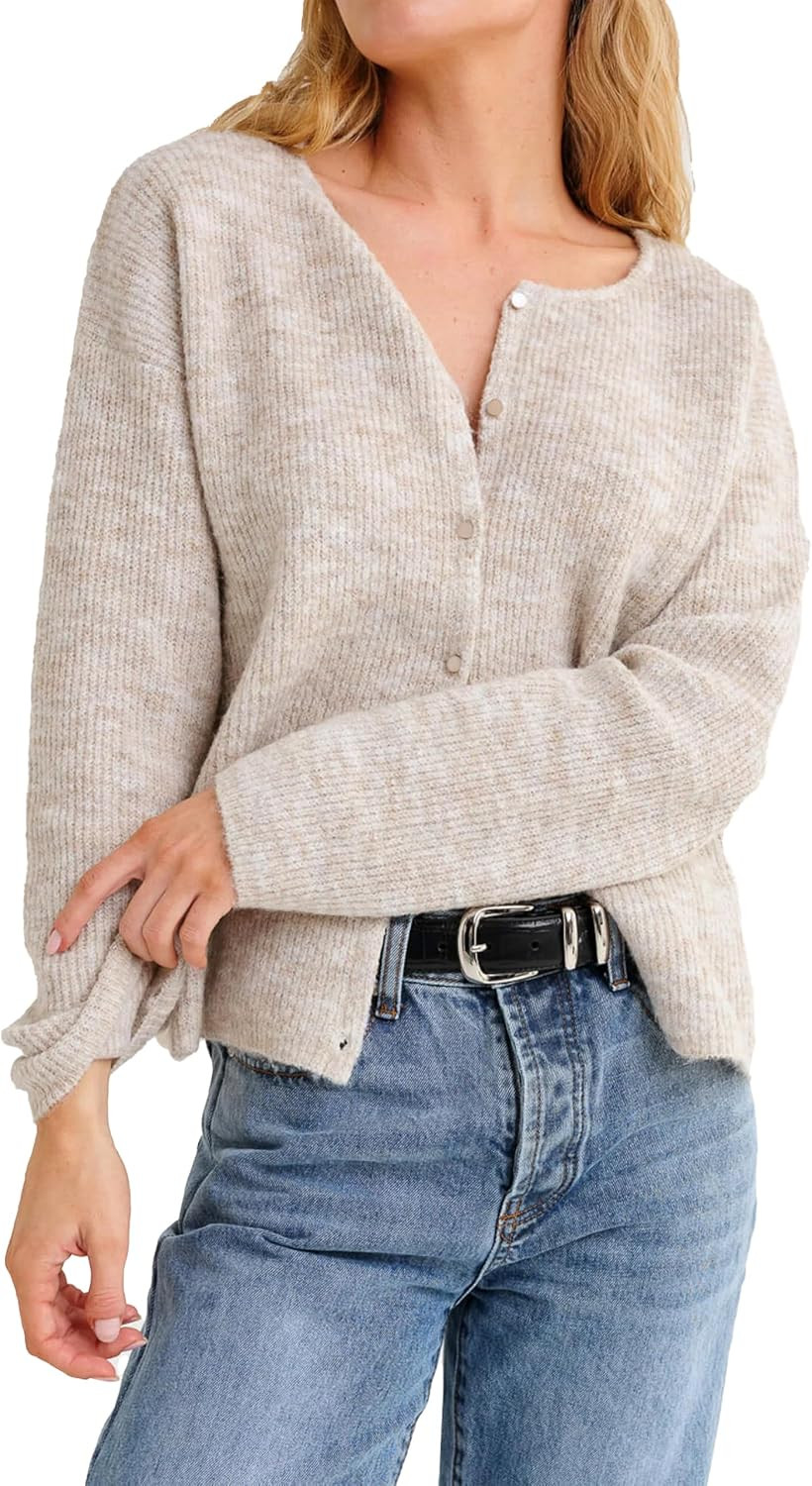 Womens Long Sleeve Cardigan Button Down Lightweight Y2k Outfits | Amazon (US)
