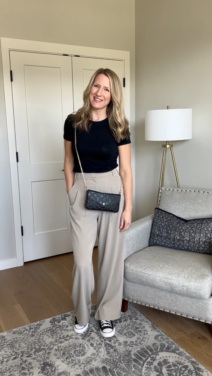 I love mixing casuals with classy. Today I went from work to play by wearing these converse all star mid top sneakers! They transformed my outfit and I love how comfortable they are! Sneakers run TTS. #converse #highwaisteddresspants #workwear #fittedtshirt

#LTKshoecrush #LTKfamily #LTKunder50