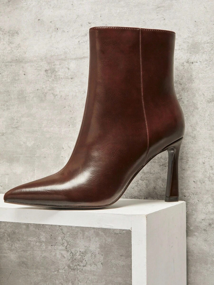 SHUZIA Women's Perfectly Pointed Toe, Vintage-Inspired Seaming & Side Zipper Kitten Heel Ankle Bo... | SHEIN