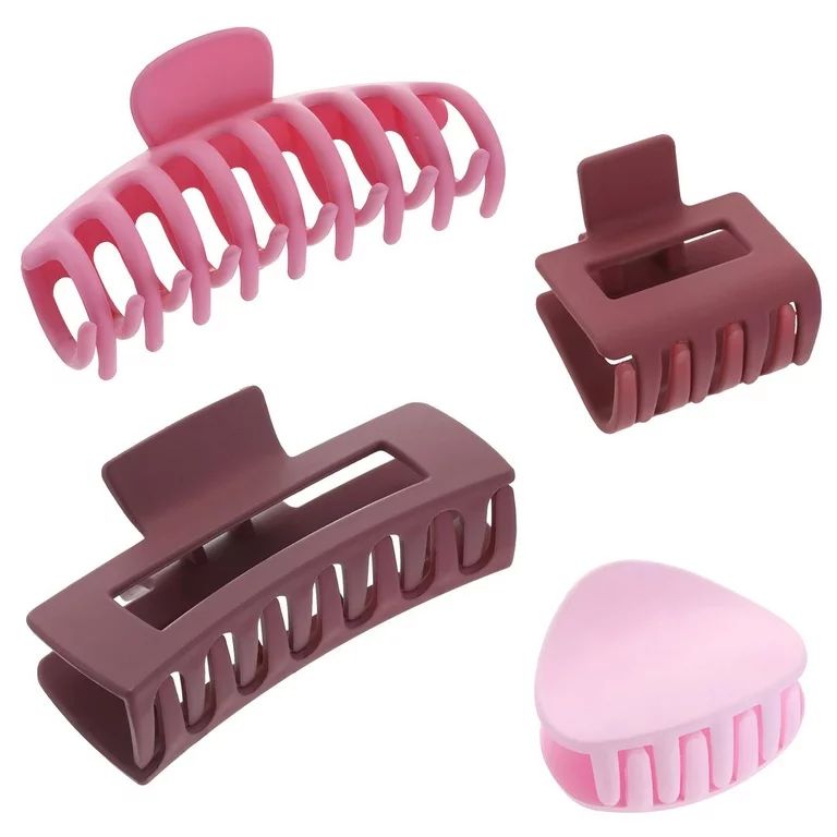 Twist & Teeze Multicolored Claw Clip Set, Maroon and Pink, 4 Piece Set | Walmart (US)