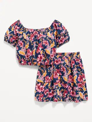 Printed Cropped Puff-Sleeve Top & Tiered Skirt Set for Girls | Old Navy (US)