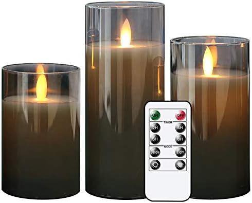 GenSwin LED Flameless Flickering Battery Operated Candles with Remote Timer, Real Wax Moving Wick... | Amazon (US)
