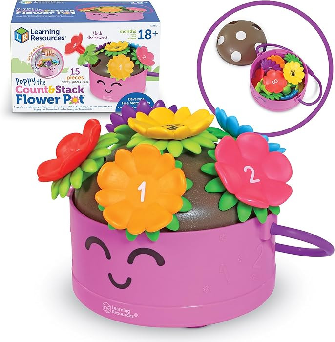 Learning Resources Poppy the Count & Stack Flower Pot - 15 Pieces, Ages 18+ Months, Toddler Fine ... | Amazon (US)