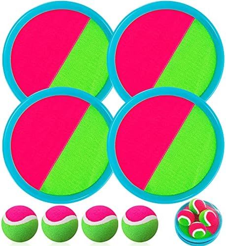 Outdoor Games for Kids, Toss and Catch Ball Set, Beach Games for Kids with 4 Paddles 4 Balls and ... | Amazon (US)