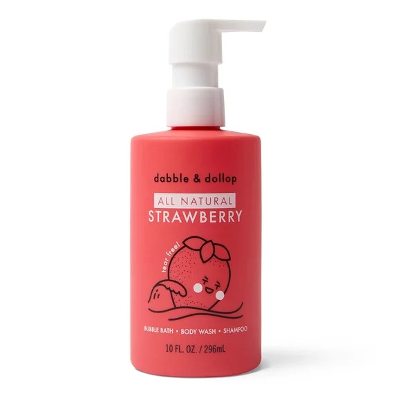 Dabble & Dollop Strawberry 3-in-1 Shampoo, Body Wash & Bubble Bath, 10 fl oz | Walmart (US)