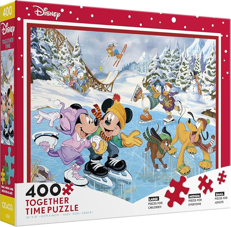 Ceaco - Disney Holiday - Together Time - Mickey & Minnie Skating - 400 Piece Jigsaw Puzzle | Amazon (US)