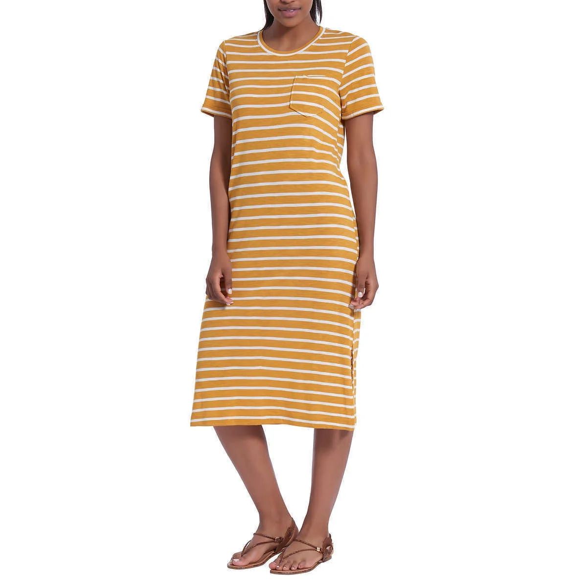 Jessica Simpson Ladies' Midi Dress, Yellow Stripe Small | Walmart (US)