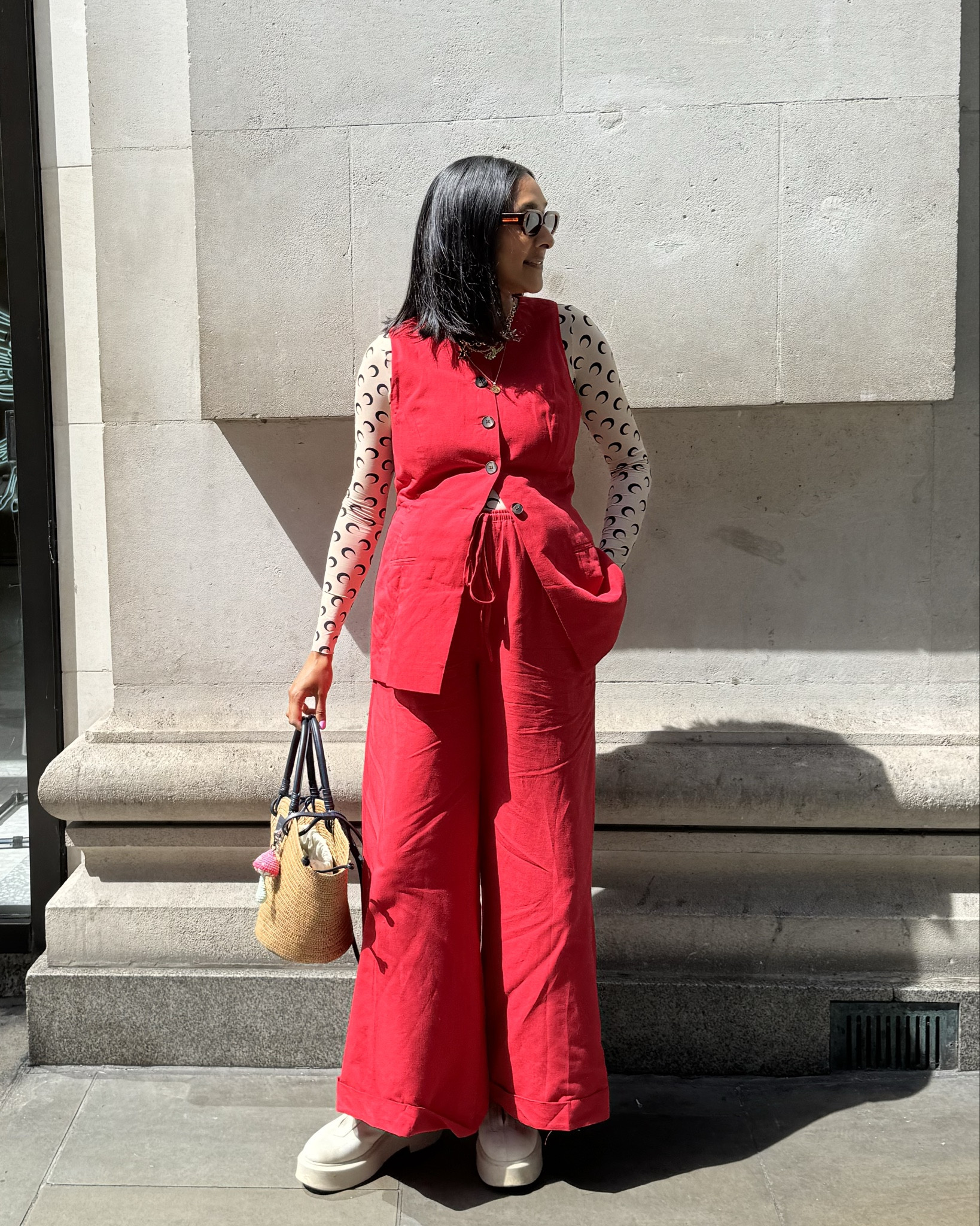 Summer style, red outfit, dopamine dressing, Aligne, colourful style, unexpected red theory, ootd, grwm, easy summer outfit, tomato girl summer inspo, tomato red, waistcoat, red waistcoat, mid size style, bump style, maternity style 

#LTKsummer #LTKmaternity #LTKmidsize