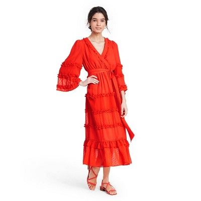 Angel Sleeve Tiered Ruffle Dress - ALEXIS for Target Dark Orange | Target