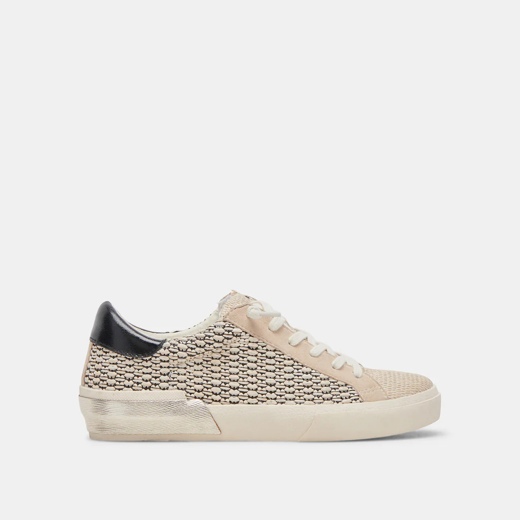ZINA SNEAKERS BLACK NATURAL RAFFIA | DolceVita.com