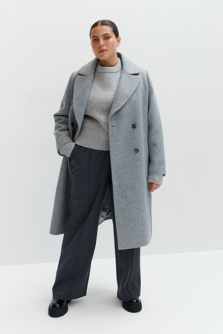 Double-breasted coat - Grey marl - Ladies | H&M GB | H&M (UK, MY, IN, SG, PH, TW, HK)