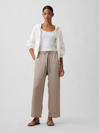 Relaxed Satin Straight-Leg Crop Pants | Gap Factory