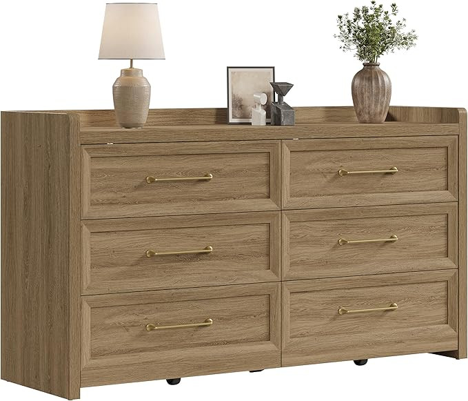 SICOTAS 6 Drawer Dresser for Bedroom-56.4" Extra-Wide Wooden Chest of Drawers with Large Storage,... | Amazon (CA)