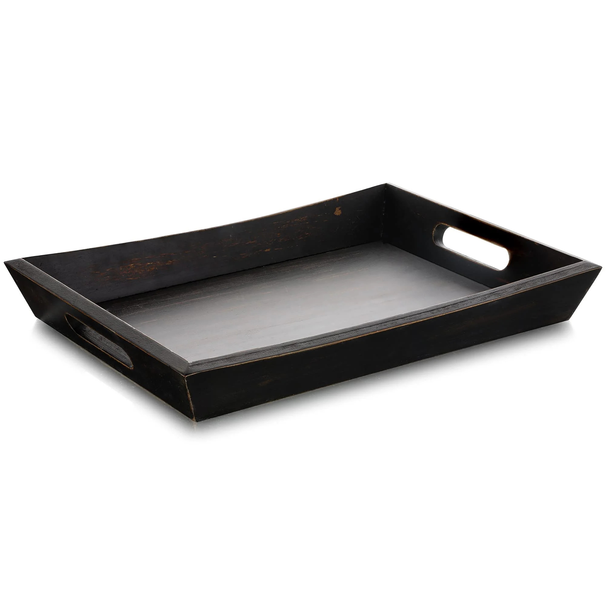 Hanobe Decorative Wooden Serving Tray Rustic Wood Ottoman Trays for Coffee Table Rectangular Dark... | Walmart (US)