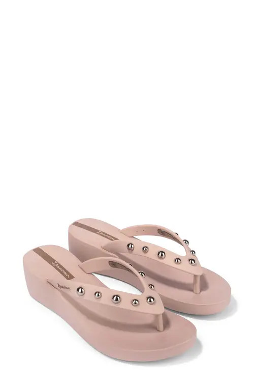 Ipanema Glam Platform Wedge Flip Flop in Beige/Gold at Nordstrom, Size 6 | Nordstrom