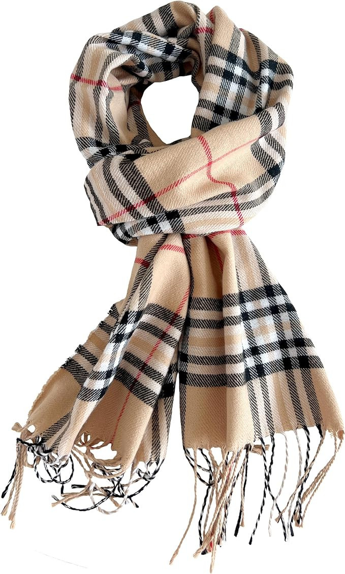 Women's Scarf Classic Tassel Plaid Super Soft Classic Cashmere Feel Fall Winter Scarves Tartan Wa... | Amazon (US)