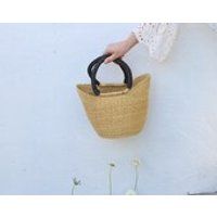 woven basket bag leather handles  basket tote  fair trade | Etsy (US)