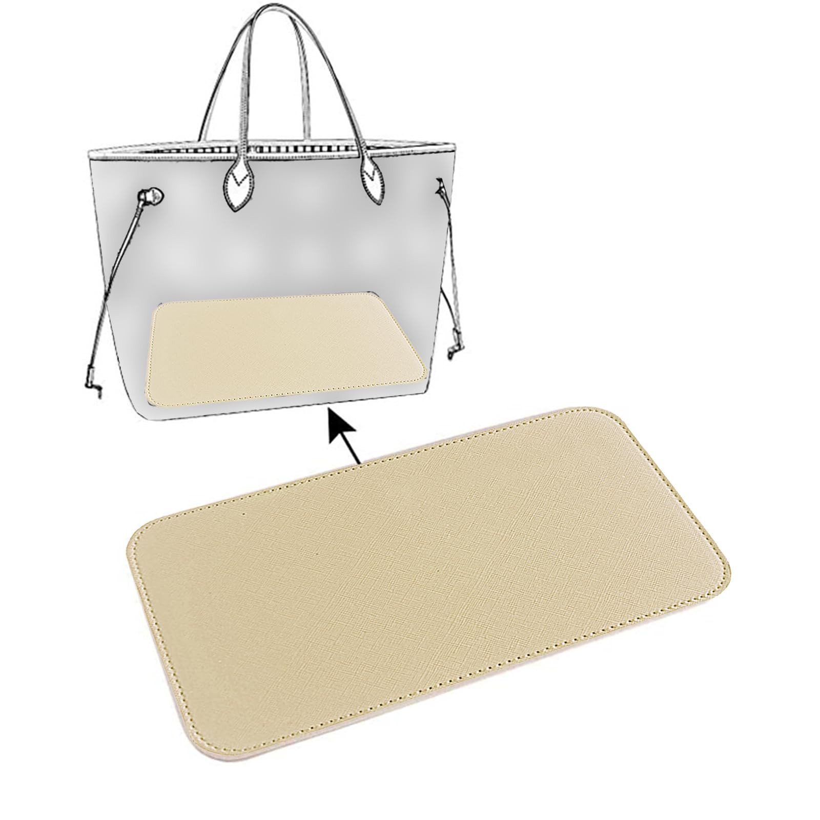 Handbag Base Shaper PU Leather Bag Liner Board Compatible with Speedy 30 Tote Purse 11.8 x 5.9 inch Bottom Pad Arc Corner Insert (Beige) | Amazon (US)