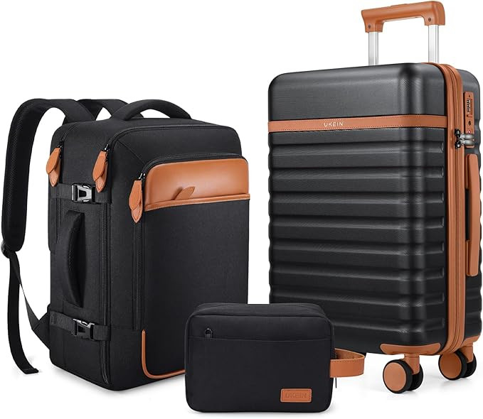 UKEIN Luggage Sets 3 Piece, Carry On Luggage 20In With Spinner Wheels,PC Hardside Suitcase Set wi... | Amazon (US)