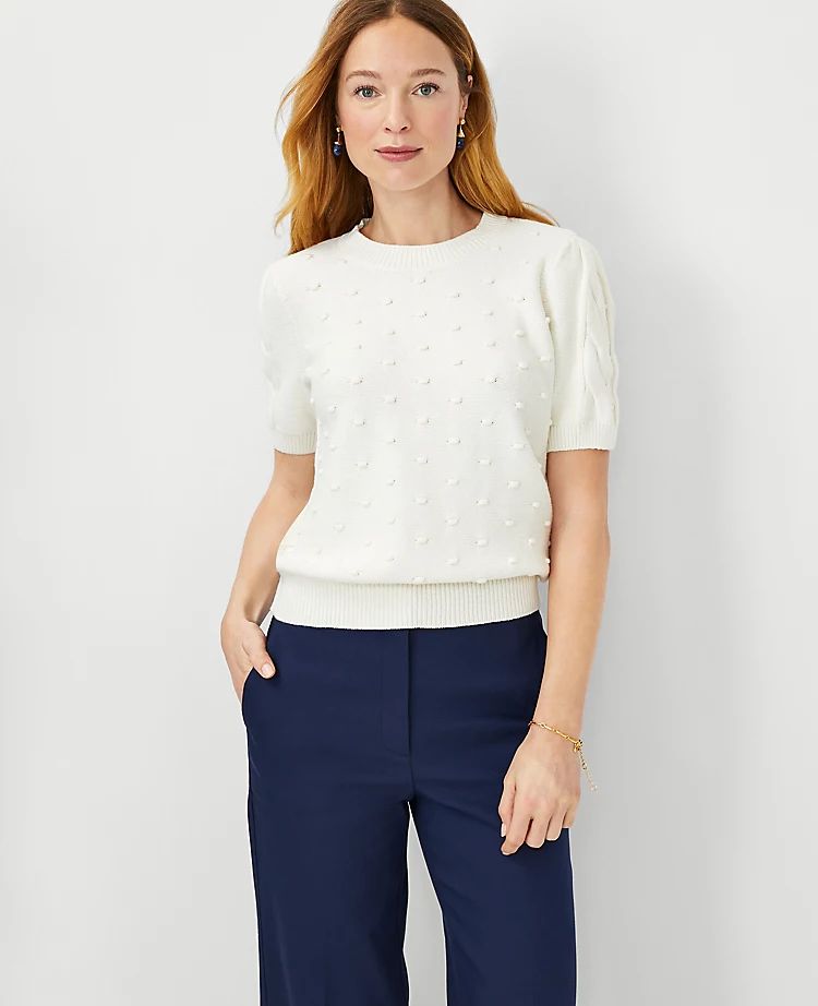 Mixed Stitch Cable Sweater Tee | Ann Taylor (US)