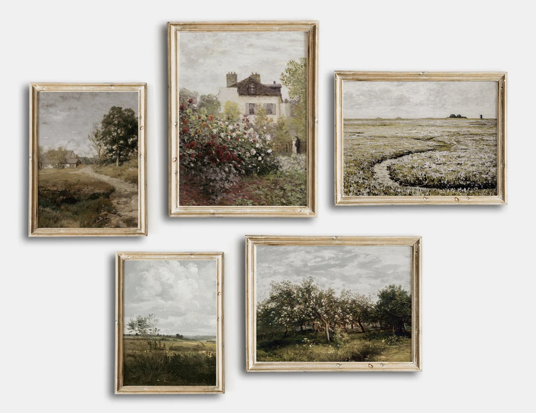 Vintage Printable Wildflower Field, Vintage Printable Gallery Wall Art Set of 5, Antique Rose Gar... | Etsy (US)