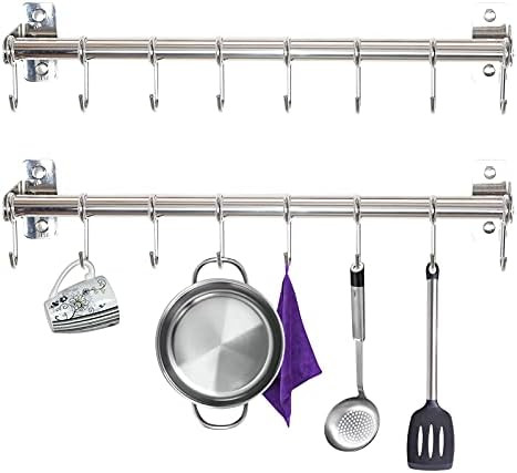 16 inch Pot Rack Wall Mounted Pots and Pans Hanging Rack Stainless Steel Kitchen Lids Utensils Ha... | Amazon (US)