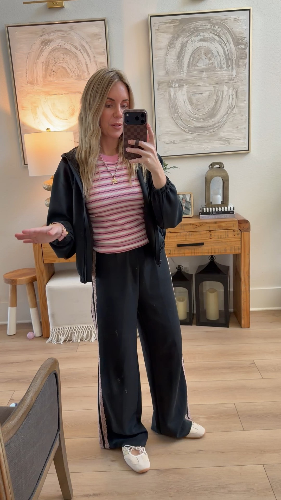 I sized up in the tank to a medium because the small was SO snug and short. This jacket isn’t online yet but I linked a similar one. 

#LTKootd #LTKmomlife