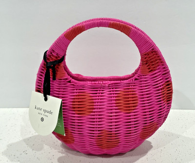 Kate Spade New York X Target Polka Dot Wicker Creacent Bag Pink Red NWT | eBay US