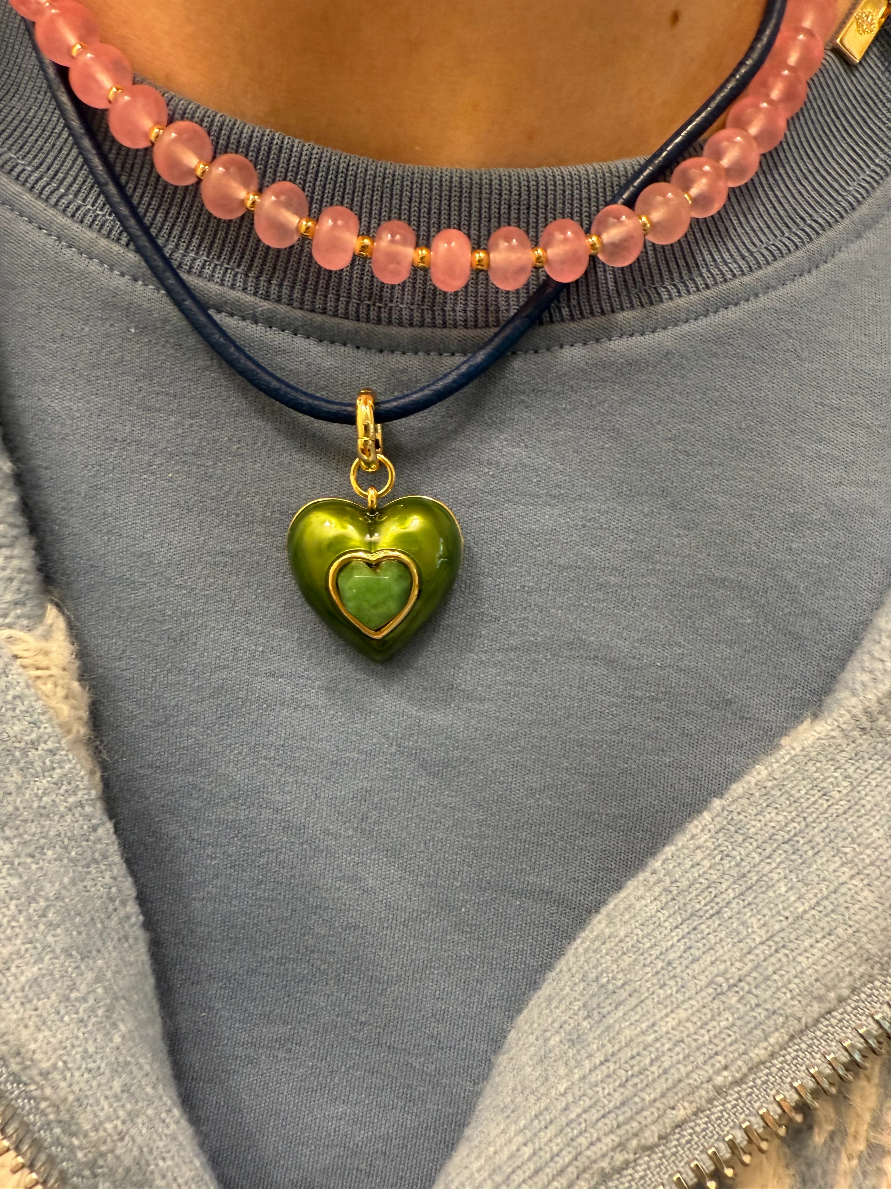 Heart Leather Cord Necklace - Navy | Smith and Co. Jewel Design