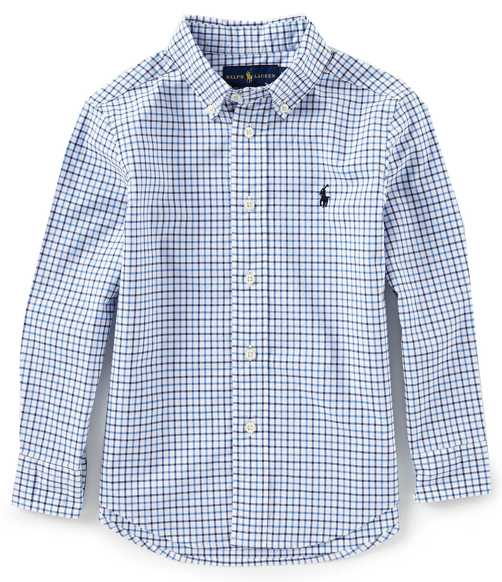 Little Boys 2T-7 Long-Sleeve Plaid Poplin Shirt | Dillard's