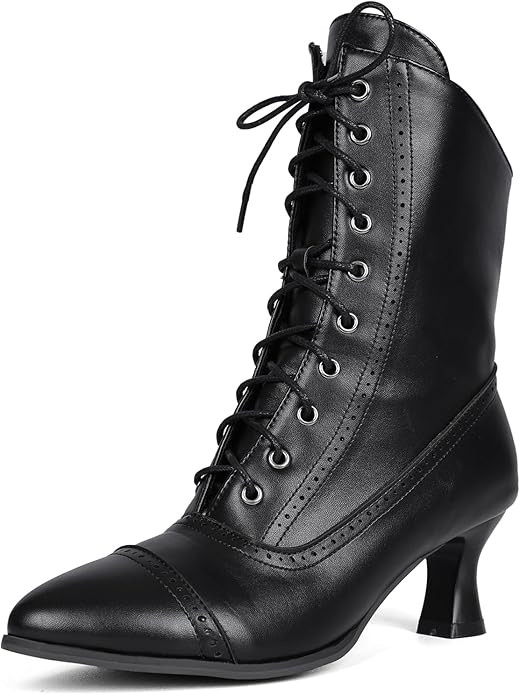 LanreyTaley Victorian Boots for Women Vintage Granny Boots Renaissance Ankle Boots Low Heel Lace ... | Amazon (US)