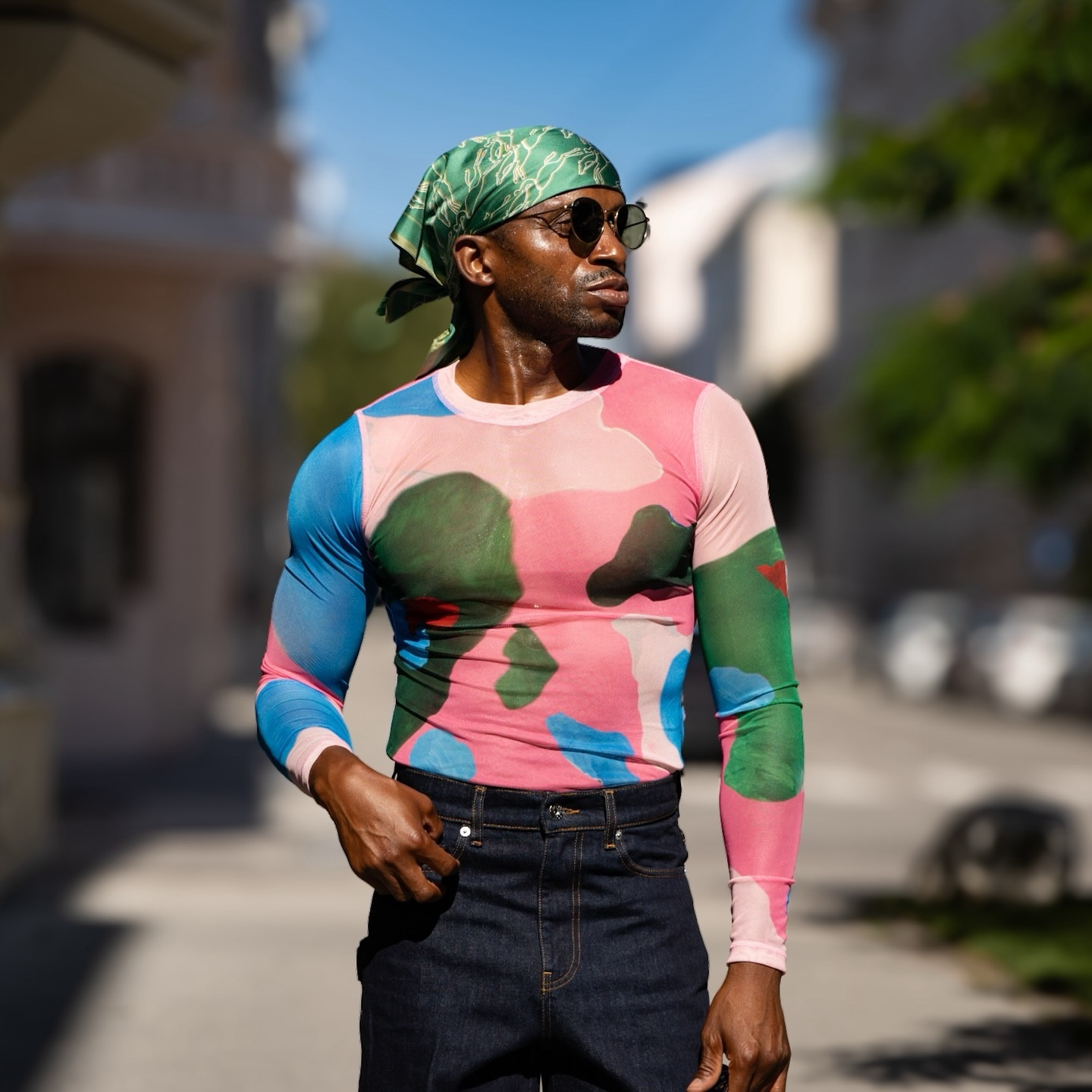 I am thrilled to share this bold and eclectic outfit I put together today. It’s about mixing vibrant colours and unique pieces to create something truly standout. I started with a colourful green headscarf from Longchamp. It is bright and fun, and it adds a playful vibe to the whole look. I selected a colourful mesh compression top from JW Anderson for the top. The mix of colours and texture make it a statement piece. For the bottoms, I selected a dark blue logo grid turn-up denim from JW Anderson. It’s a cool and edgy choice that goes with the top. I added a pair of green sunglasses from Kapten & Son to match the headscarf and make the outfit look cohesive. I chose black Celine cowboy boots and completed the look with a black bag from Off-White. The outfit is about expressing individuality and confidence through fashion. I love how these pieces come together to create something that feels uniquely me. Please let me know what you think in the comments!#BoldStyle #EclecticFashion #JWAnderson #Longchamp #CelineBoots #OffWhiteBag #KaptenAndSon #FashionInspo #ColorfulLook #StreetStyle #DailyOutfit #FashionBlogger #StyleJourney #StatementOutfit #TrendyLook #UniqueStyle #StandoutFashion #ChicAndBold #MixAndMatch #CreativeFashion #PersonalStyle

#LTKeurope #LTKstyletip #LTKsummer