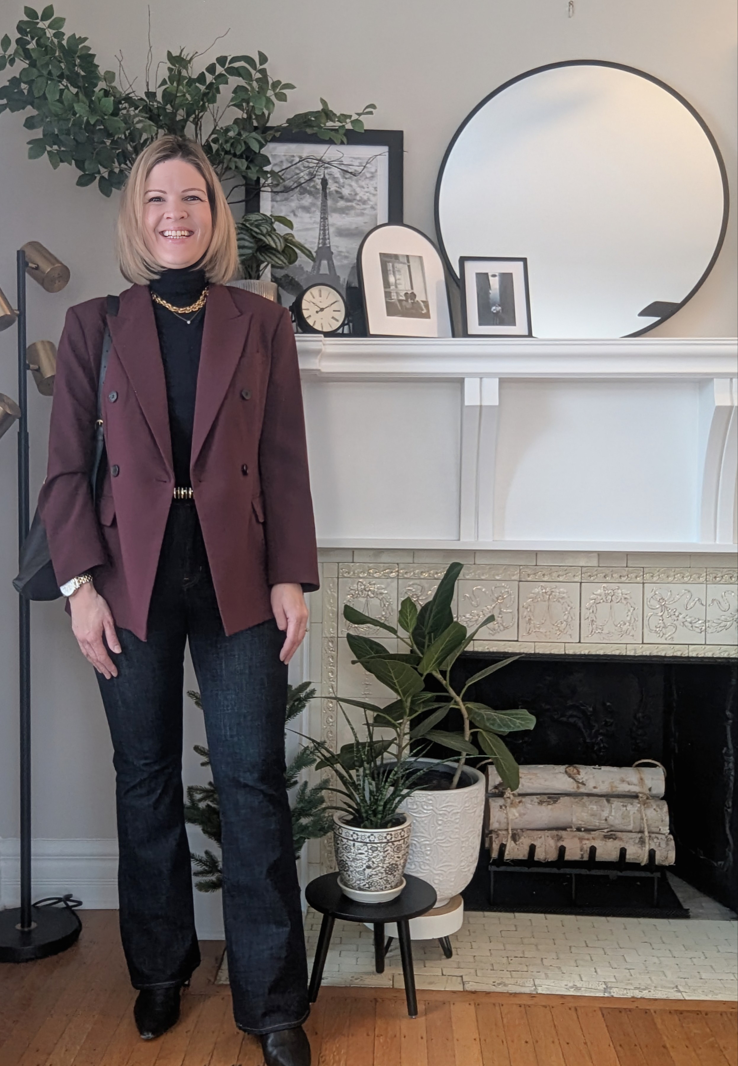 Burgundy and navy 

#LTKOver40 #LTKWorkwear #LTKMidsize