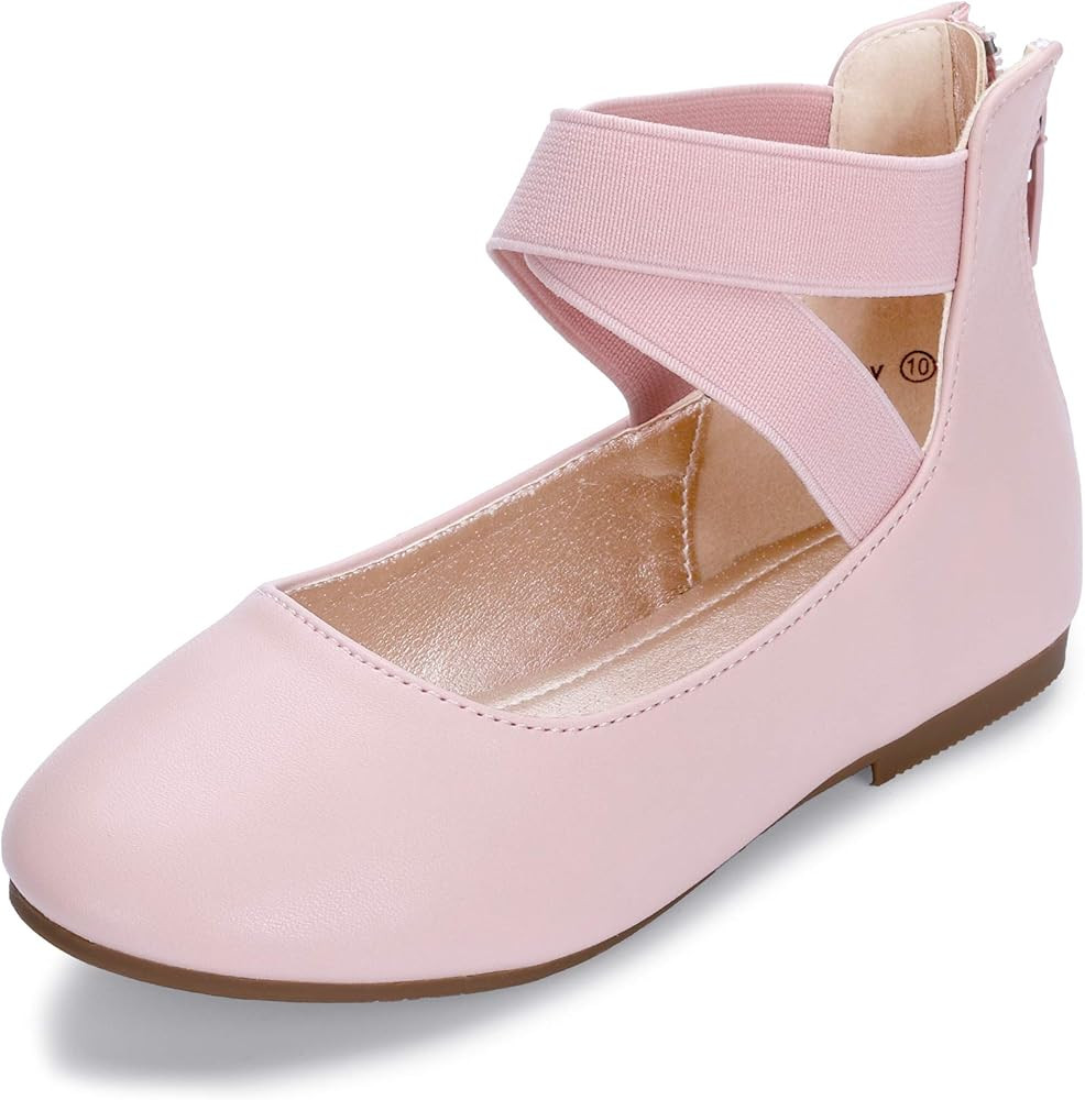 Hehainom Girls Dress Shoes Toddler Little Kids Gracy Ballet Mary Jane Ballerina Flats with Elastic A | Amazon (US)