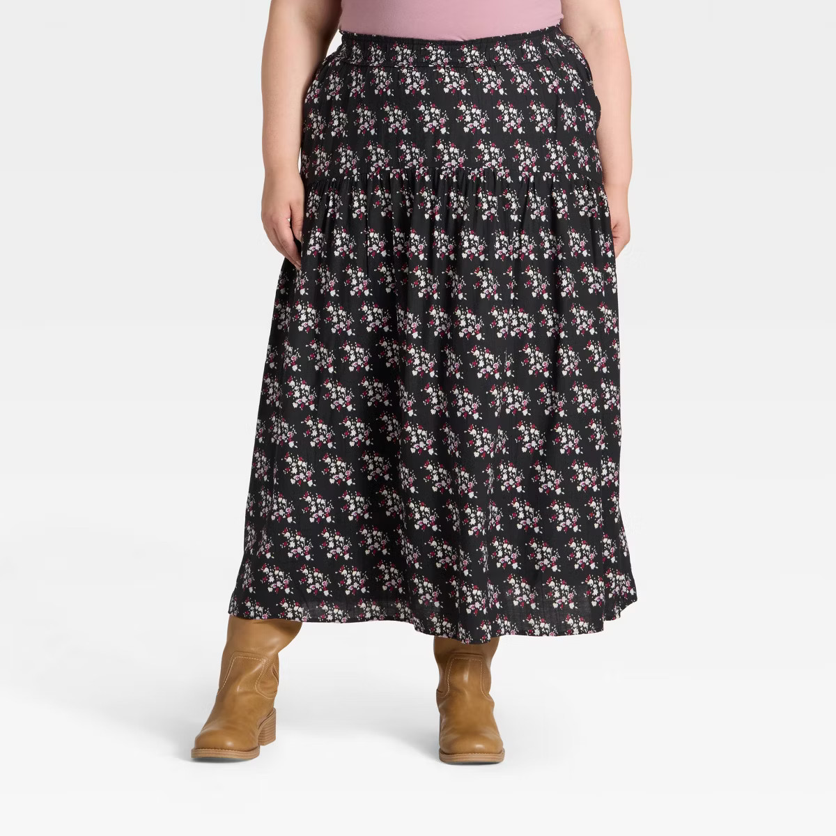 Women's Printed Maxi Skirt - Universal Thread™ Black 3X | Target