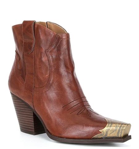 Leather Western Metal Toe Tip Cowboy Booties — a favorite wardrobe staple. Similar to the Free People Brayden leather boots. #boots #western #wardrobestaple #classic

#LTKsalealert #LTKSeasonal #LTKFind