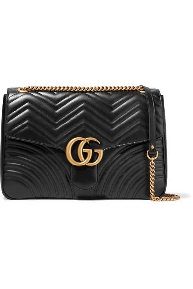 Gucci - Gg Marmont Large Quilted Leather Shoulder Bag - Black | NET-A-PORTER (US)