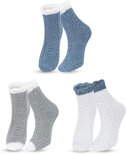 Womens Fuzzy Socks - Plush Slipper Socks Winter Warm Fuzzy Crew Socks Fluffy Cozy Christmas 3D An... | Amazon (CA)