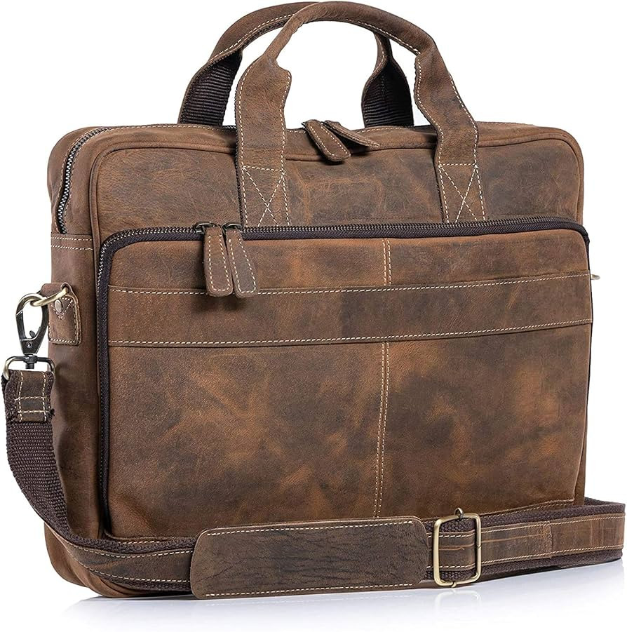 Leather briefcase 18 Inch Laptop Messenger Bags for Men and Women Best Office briefcase Satchel B... | Amazon (US)